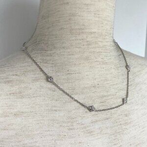 Sterling Silver 925 EA Dainty Kite Shaped Station Flat Cable Chain Necklace 18"